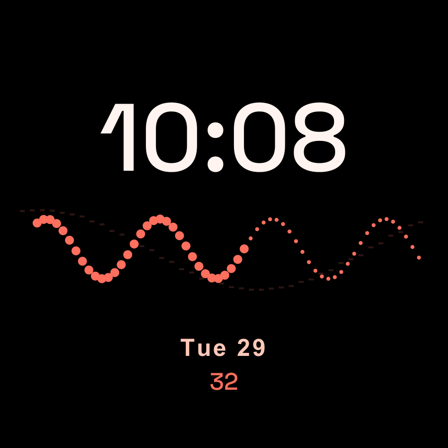 Wave watch face, Salmon theme