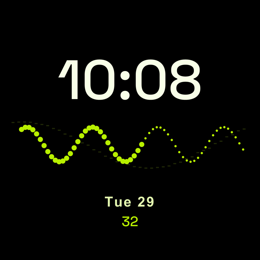 Wave watch face, Lime theme