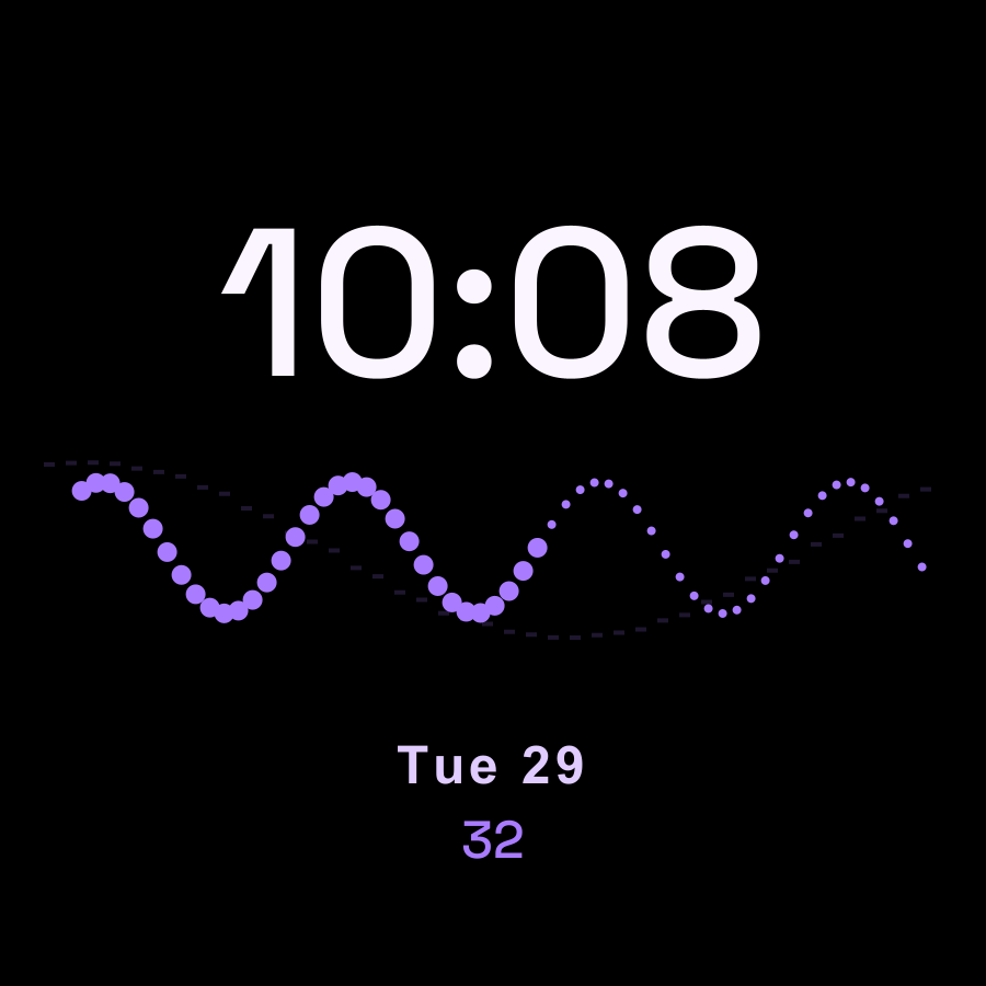 Wave watch face, Lilac theme